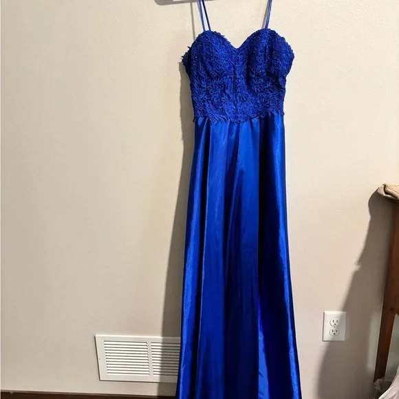 Blondie Nites Royal Blue Lace PROM Dress Size 1 - Picture 2 of 8